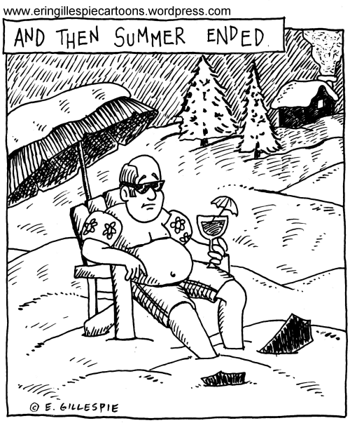 A cartoon in which summer ends suddenly