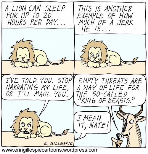 A cartoon lion and impala. 