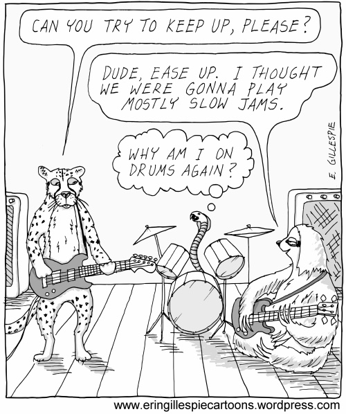 Animals playing music cartoon. 
